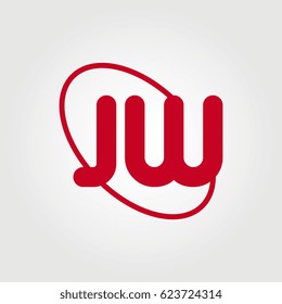 initial letter jw logo red on white background