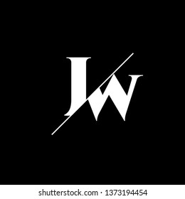 Initial Letter JW Monogram Sliced. Logo template isolated on black background
