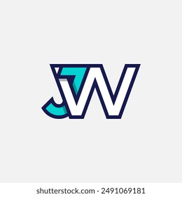 Initial Letter JW or WJ Logo, Monogram Logo letter J with W combination, design logo template element, vector illustration