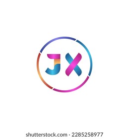 Initial letter JX curve rounded logo, gradient vibrant colorful glossy colors