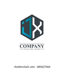 Initial Letter JX IX Hexagonal Design Logo
