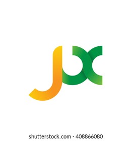 initial letter jx linked round lowercase logo orange green