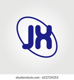 initial letter jx logo blue on white background