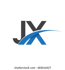initial letter JX logotype company name colored blue and grey swoosh design. vector logo for business and company identity.
