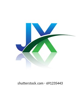 initial letter JX logotype company name colored blue and green swoosh design. vector logo for business and company identity.
