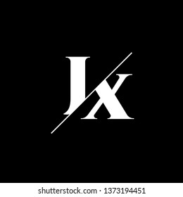 Initial Letter JX Monogram Sliced. Logo template isolated on black background
