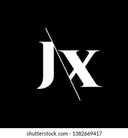 Initial Letter JX Monogram Sliced. Modern logo template isolated on black background