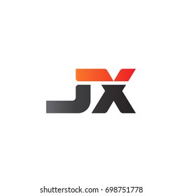 Initial letter JX, straight linked line bold logo, gradient fire red black colors