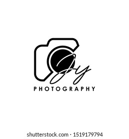 Initial Letter JY with camera. Logo photography simple luxury vector.