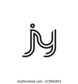 Initial letter jy, linked outline rounded lowercase, monogram black