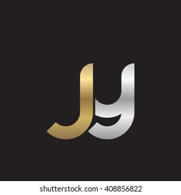 initial letter jy linked round lowercase logo gold silver black background