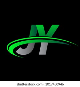 initial letter JY logotype company name colored green and black swoosh design. vector logo for business and company identity.