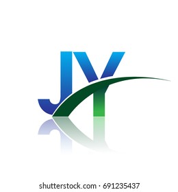 initial letter JY logotype company name colored blue and green swoosh design. vector logo for business and company identity.
