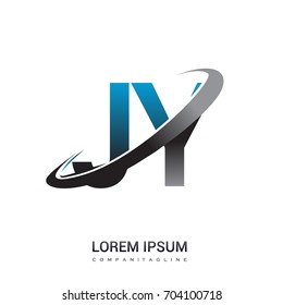 initial letter JY logotype company name colored blue and grey swoosh design. logo design for business and company identity.