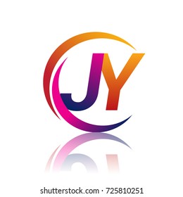 initial letter JY logotype company name orange and magenta color on circle and swoosh design. vector logo for business and company identity.