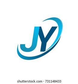 initial letter JY logotype company name colored blue swoosh design concept. vector logo for business and company identity.