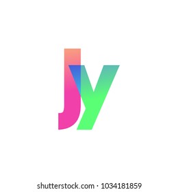 Initial Letter JY Lowercase Logo green, pink and Blue, Modern and Simple Logo Design.