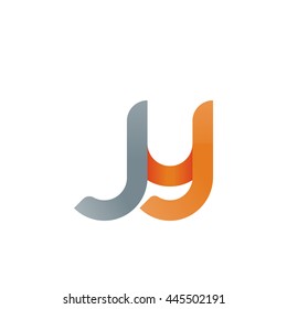 initial letter jy modern linked circle round lowercase logo orange gray