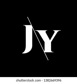 Initial Letter JY Monogram Sliced. Modern logo template isolated on black background