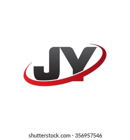 initial letter JY swoosh ring company logo red black