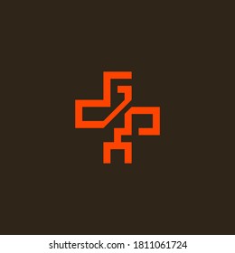 Initial Letter JY or YJ Medical Logo Design. Modern Hospital Logo. Plus Logo