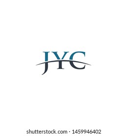 Initial letter JYC, overlapping movement swoosh horizon logo company design inspiration in blue and gray color vector