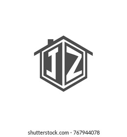 Initial letter JZ House Logo Design for Property Company