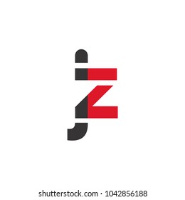 Initial Letter JZ Linked Circle Lowercase Logo Black Red Icon Design Template Element