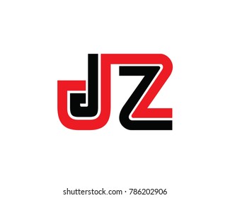 Initial letter JZ Linked design logo red black