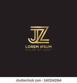 Initial Letter JZ linked uppercase overlap modern gold logo vector design template. Suitable for business, consulting group company.