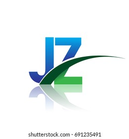 initial letter JZ logotype company name colored blue and green swoosh design. vector logo for business and company identity.
