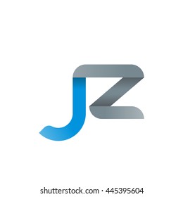 initial letter jz modern linked circle round lowercase logo blue gray