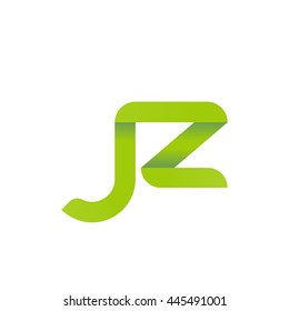 initial letter jz modern linked circle round lowercase logo green