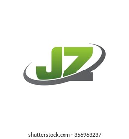 initial letter JZ swoosh ring company logo green gray