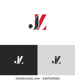 Initial Letter jz uppercase modern logo design template elements. red letter Isolated on black white grey background. Suitable for business, consulting group company.