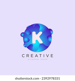 Initial letter K 3D logo template colorful circle sphere design for business and company identity