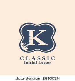 Initial Letter K abstract classic monograme vector design concept logo icon.