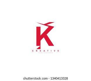 Initial Letter K Abstract Modern Futuristic Sharp Stylish Red Color Logo