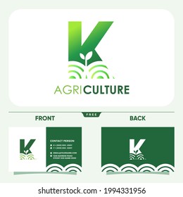 Initial Letter K Agriculture Logo Design Vector Graphic Icon Emblem Illustration