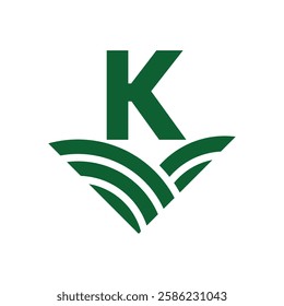 Initial Letter K Agriculture Logo Concept For Farming Symbol Vector Template