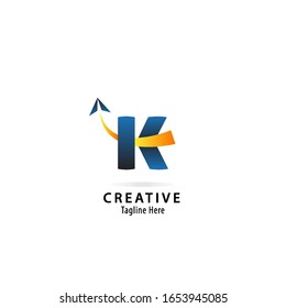 Initial Letter K Airplane Icon For Logo Company
