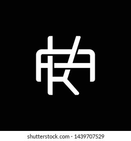 Initial letter A and K, AK, KA, overlapping interlock monogram logo, white color on black background