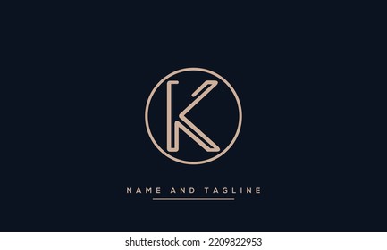Letra inicial K alfabeto icono vectorial mínimo