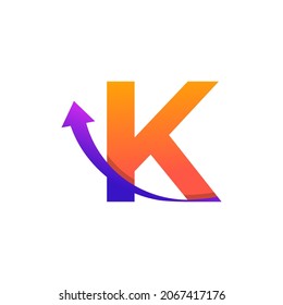 Initial Letter K Arrow Up Logo Symbol. Good for Company, Travel, Start up, Logistic and Graph Logos