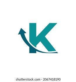 Initial Letter K Arrow Up Logo Symbol. Good For Company, Travel, Start Up, Logistic And Graph Logos