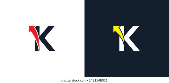 initial Letter K Arrow Logo Concept icon sign symbol Design Element. Consulting, Financial, Logistics Logotype. Vector illustration logo template