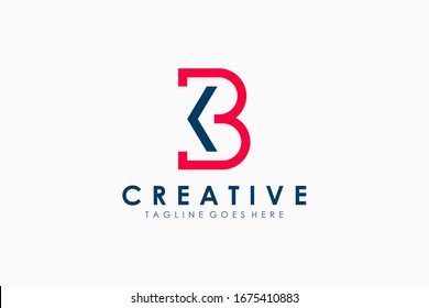 Initial Letter K and B Logo. Flat Line Vector Branding Logo Design Template Element.