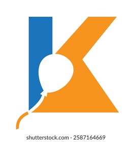 Initial Letter K Balloon Symbol For Kids Logo Design