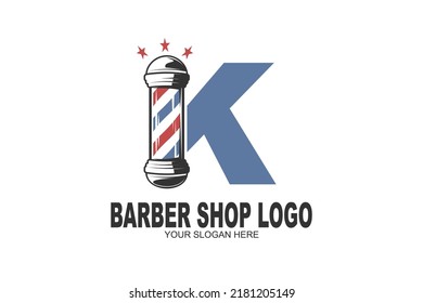 logotipo inicial de la tienda de barbería Letter K