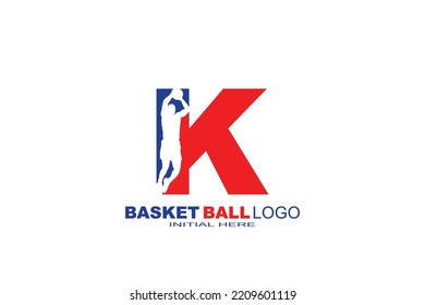 Initial Letter K Basketball Logo